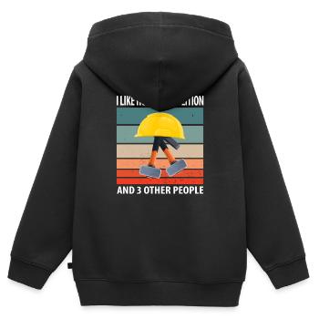 Haus Zerstörung Renovierung Geschenk - Kinder Premium Organic Zip Hoodie - Schwarz - Hinten - AI Model Kid Male (0cm)