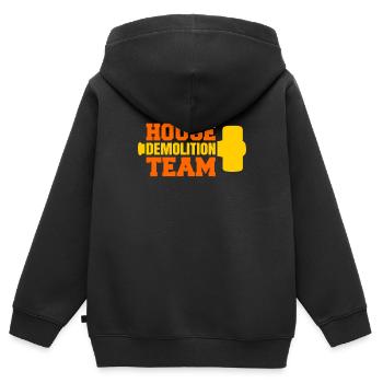 Haus Zerstörung Renovierung Geschenk - Kinder Premium Organic Zip Hoodie - Schwarz - Hinten - AI Model Kid Male (0cm)