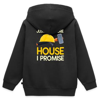 Haus Zerstörung Renovierung Geschenk - Kinder Premium Organic Zip Hoodie - Schwarz - Hinten - AI Model Kid Male (0cm)