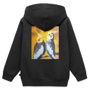 Cockatiel Couple Gustav Klimt Style - Kids Premium Organic Zip-up Hoodie - black - Back - AI Model Kid Male (0cm)