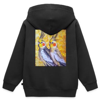 Nymphensittich Pärchen Gustav Klimt Style - Kinder Premium Organic Zip Hoodie - Schwarz - Hinten - AI Model Kid Male (0cm)