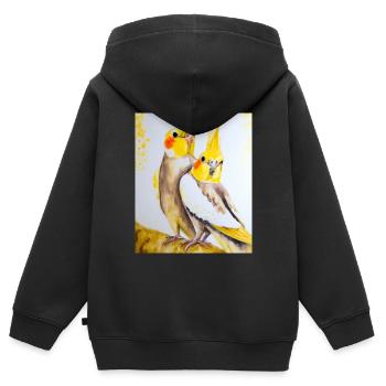 Nymphensittich Pärchen Gustav Klimt Style - Kinder Premium Organic Zip Hoodie - Schwarz - Hinten - AI Model Kid Male (0cm)