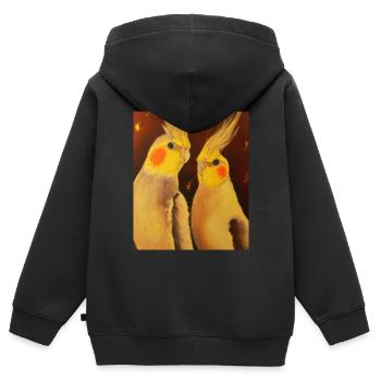Nymphensittich Pärchen Gustav Klimt Style - Kinder Premium Organic Zip Hoodie - Schwarz - Hinten - AI Model Kid Male (0cm)