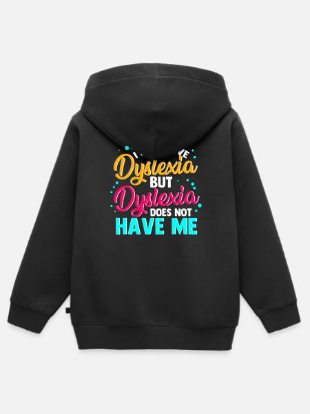 Dyslexic Dyslexia Awareness - Kids Premium Organic Zip-up Hoodie - black