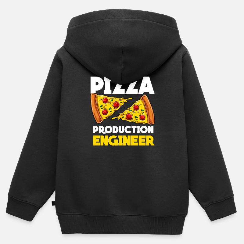 Pizza - Felpa Premium con cappuccio con zip bambino bio - nero