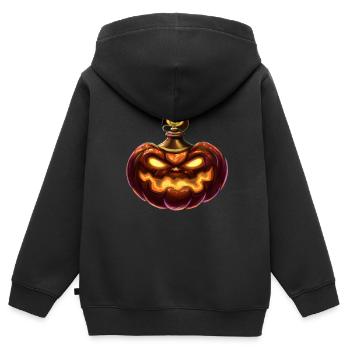 Halloween Kürbis Mit Feurigen Augen - Kinder Premium Organic Zip Hoodie - Schwarz - Hinten - AI Model Kid Male (0cm)
