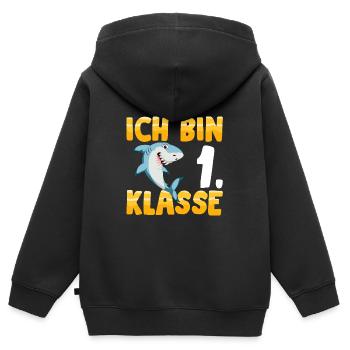 Ich bin 1. Klasse Einschulung Hai - Kinder Premium Organic Zip Hoodie - Schwarz - Hinten - AI Model Kid Male (0cm)