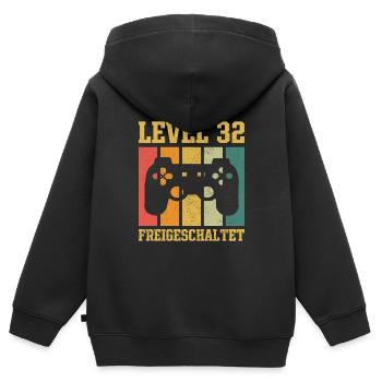 Level 32 freigeschaltet - Kinder Premium Organic Zip Hoodie - Schwarz - Hinten - AI Model Kid Male (0cm)