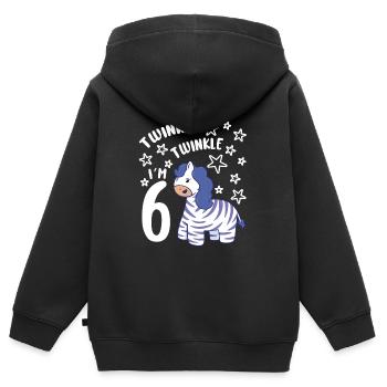 Six 6yr 6th Zebra Birthday Girl 6 Years Old Gift - Kinder Premium Organic Zip Hoodie - Schwarz - Hinten - AI Model Kid Male (0cm)