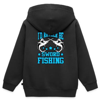 Schwertfisch - Kinder Premium Organic Zip Hoodie - Schwarz - Hinten - AI Model Kid Male (0cm)