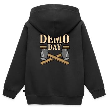 Haus Zerstörung Renovierung Geschenk - Kinder Premium Organic Zip Hoodie - Schwarz - Hinten - AI Model Kid Male (0cm)
