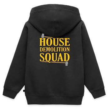 Cadeau de rénovation de destruction de maison - Sweat Premium à capuche zippé enfant bio - noir - Dos - AI Model Kid Male (0cm)