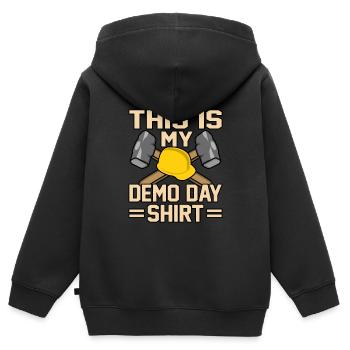 Haus Zerstörung Renovierung Geschenk - Kinder Premium Organic Zip Hoodie - Schwarz - Hinten - AI Model Kid Male (0cm)