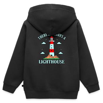 Phare - Sweat Premium à capuche zippé enfant bio - noir - Dos - AI Model Kid Male (0cm)