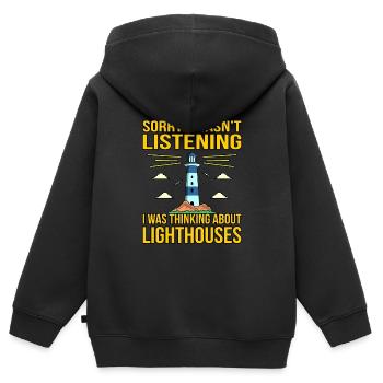 Phare - Sweat Premium à capuche zippé enfant bio - noir - Dos - AI Model Kid Male (0cm)