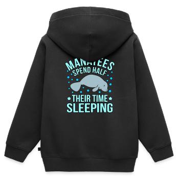 Seekuh - Kinder Premium Organic Zip Hoodie - Schwarz - Hinten - AI Model Kid Male (0cm)