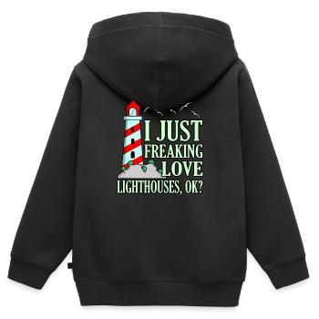 Phare - Sweat Premium à capuche zippé enfant bio - noir - Dos - AI Model Kid Male (0cm)