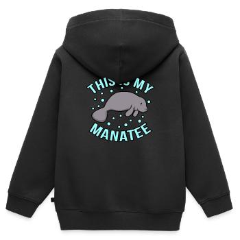 Manatee - Kids Premium Organic Zip-up Hoodie - black - Back - AI Model Kid Male (0cm)