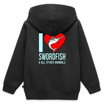 Schwertfisch - Kinder Premium Organic Zip Hoodie - Schwarz - Hinten - AI Model Kid Male (0cm)