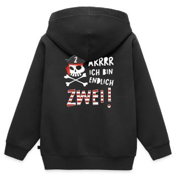 Ich bin Zwei 2 / Pirat Geburtstag Party Geschenk - Kinder Premium Organic Zip Hoodie - Schwarz - Hinten - AI Model Kid Male (0cm)