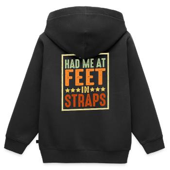 Tu m’avais aux pieds dans les sangles 6 - Sweat Premium à capuche zippé enfant bio - noir - Dos - AI Model Kid Male (0cm)