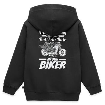 Ich Fahre Nicht Mit Meinem Eigenen Fahrrad, - Kinder Premium Organic Zip Hoodie - Schwarz - Hinten - AI Model Kid Male (0cm)