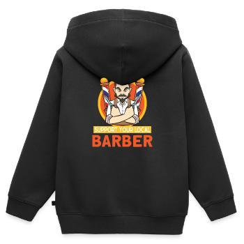 Beard Barber Hairdresser Hairstylist Hair Salon - Kids Premium Organic Zip-up Hoodie - black - Back - AI Model Kid Male (0cm)