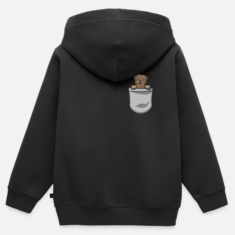 Border Terrier Cadeaux Chiens - Sweat Premium à capuche zippé enfant bio - noir
