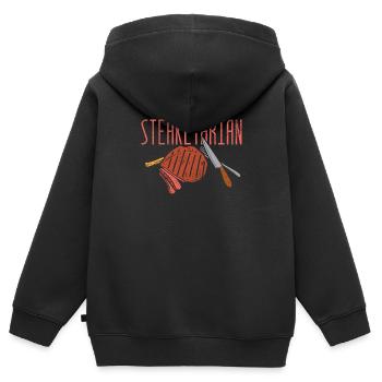 Rindersteak Bbq Steaketarischer Fleischesser - Kinder Premium Organic Zip Hoodie - Schwarz - Hinten - AI Model Kid Male (0cm)