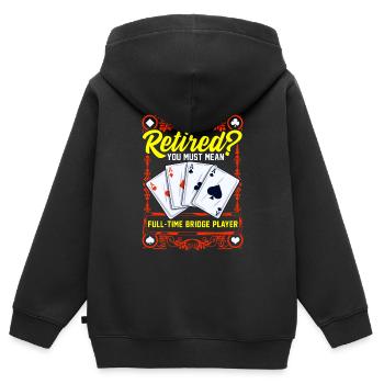 Joueurs de bridge à temps plein dans les cartes de bridge de retraite - Sweat Premium à capuche zippé enfant bio - noir - Dos - AI Model Kid Male (0cm)