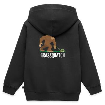 Grassquatch Bigfoot Grass Sasquatch Lawn Care Ra - Sweat Premium à capuche zippé enfant bio - noir - Dos - AI Model Kid Male (0cm)