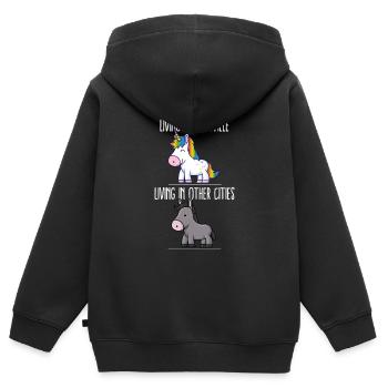 Leben in Louisville Pride Kentucky Einhorn Love - Kinder Premium Organic Zip Hoodie - Schwarz - Hinten - AI Model Kid Male (0cm)