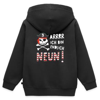 Ich bin Neun 9 / Pirat Geburtstag Party Geschenk - Kinder Premium Organic Zip Hoodie - Schwarz - Hinten - AI Model Kid Male (0cm)