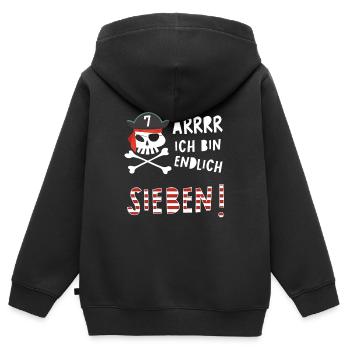 Ich bin Sieben 7 / Pirat Geburtstag Party - Kinder Premium Organic Zip Hoodie - Schwarz - Hinten - AI Model Kid Male (0cm)