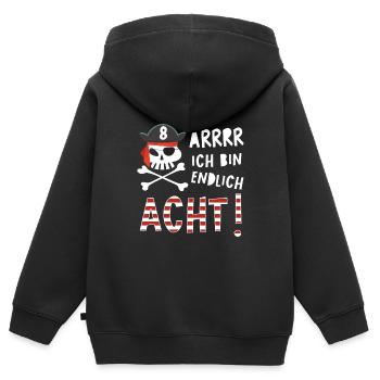 Ich bin Acht 8 / Pirat Geburtstag Party Geschenk - Kinder Premium Organic Zip Hoodie - Schwarz - Hinten - AI Model Kid Male (0cm)