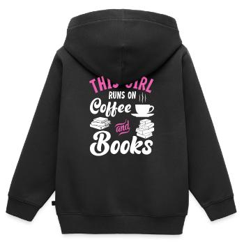Femme amoureuse du café qui a mis cette fille sur - Sweat Premium à capuche zippé enfant bio - noir - Dos - AI Model Kid Male (0cm)