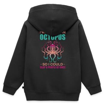 I Wish I Was an Octopus Dream of Kraken - Kinder Premium Organic Zip Hoodie - Schwarz - Hinten - AI Model Kid Male (0cm)