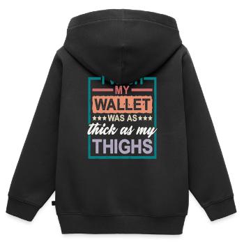 J’aimerais que mon portefeuille soit aussi épais que mes cuisses 2 - Sweat Premium à capuche zippé enfant bio - noir - Dos - AI Model Kid Male (0cm)