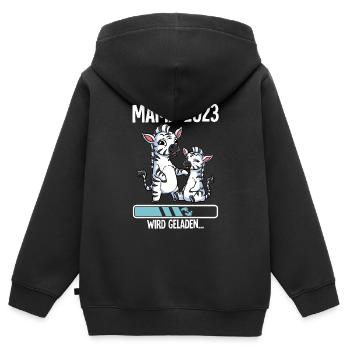 Werdende Mama 2023 - Kinder Premium Organic Zip Hoodie - Schwarz - Hinten - AI Model Kid Male (0cm)