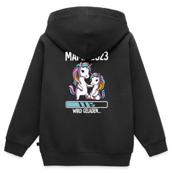 Werdende Mama 2023 - Kinder Premium Organic Zip Hoodie - Schwarz - Hinten - AI Model Kid Male (0cm)
