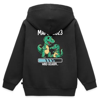 Werdende Mama 2023 - Kinder Premium Organic Zip Hoodie - Schwarz - Hinten - AI Model Kid Male (0cm)