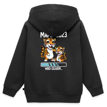 Werdende Mama 2023 - Kinder Premium Organic Zip Hoodie - Schwarz - Hinten - AI Model Kid Male (0cm)