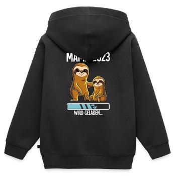 Werdende Mama 2023 - Kinder Premium Organic Zip Hoodie - Schwarz - Hinten - AI Model Kid Male (0cm)