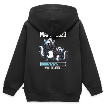 Werdende Mama 2023 - Kinder Premium Organic Zip Hoodie - Schwarz - Hinten - AI Model Kid Male (0cm)