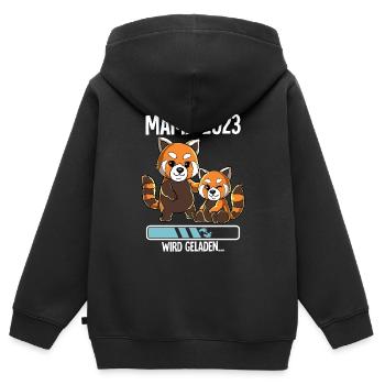 Werdende Mama 2023 - Kinder Premium Organic Zip Hoodie - Schwarz - Hinten - AI Model Kid Male (0cm)