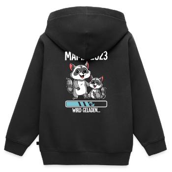 Werdende Mama 2023 - Kinder Premium Organic Zip Hoodie - Schwarz - Hinten - AI Model Kid Male (0cm)