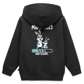 Werdende Mama 2023 - Kinder Premium Organic Zip Hoodie - Schwarz - Hinten - AI Model Kid Male (0cm)