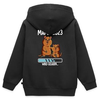 Werdende Mama 2023 - Kinder Premium Organic Zip Hoodie - Schwarz - Hinten - AI Model Kid Male (0cm)