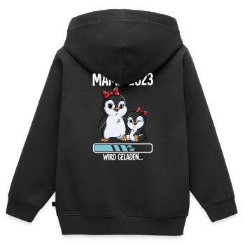 Werdende Mama 2023 - Kinder Premium Organic Zip Hoodie - Schwarz - Hinten - AI Model Kid Male (0cm)
