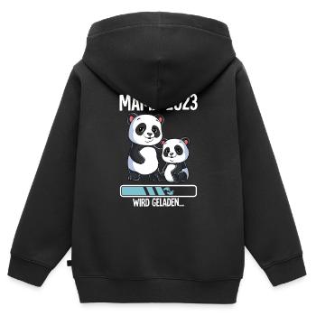 Werdende Mama 2023 - Kinder Premium Organic Zip Hoodie - Schwarz - Hinten - AI Model Kid Male (0cm)